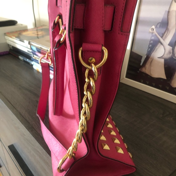 Michael Kors Luxury Studded Large HAMILTON Tote/Bag Pink Limited Edition $1500 - Picture 7 of 14